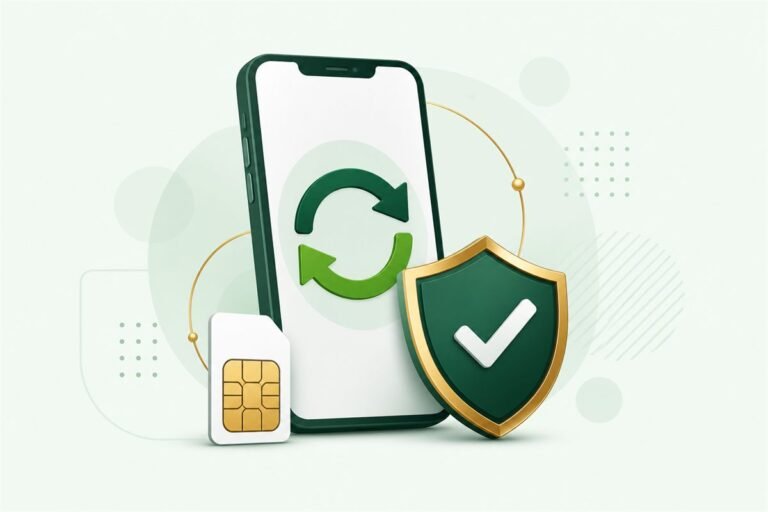 SASSA SRD change phone number illustration with a secure phone, SIM and verification shield